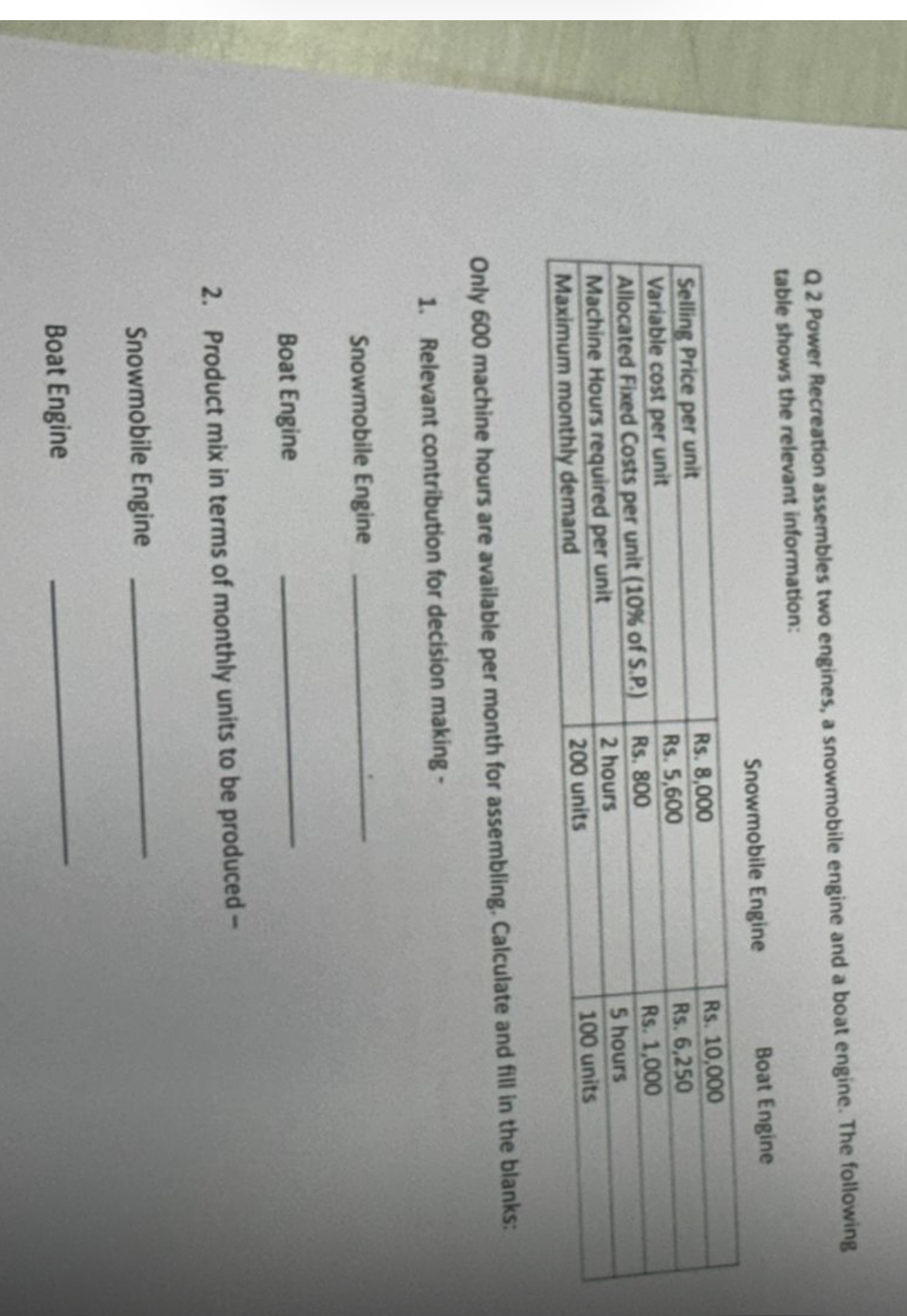 Q 2 Power Recreation assembles two engines, a