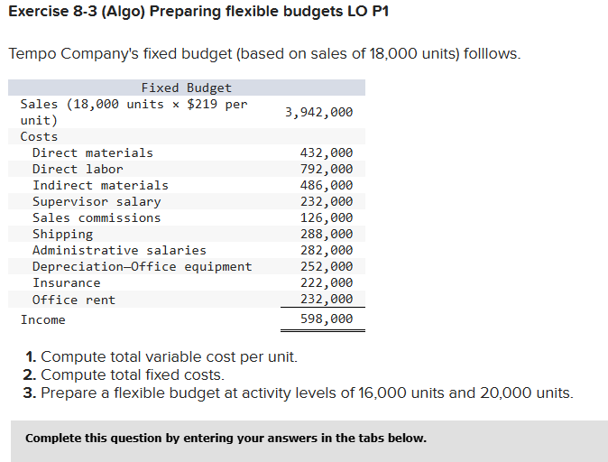 Exercise 8 - 3 ( Algo ) Preparing flexible