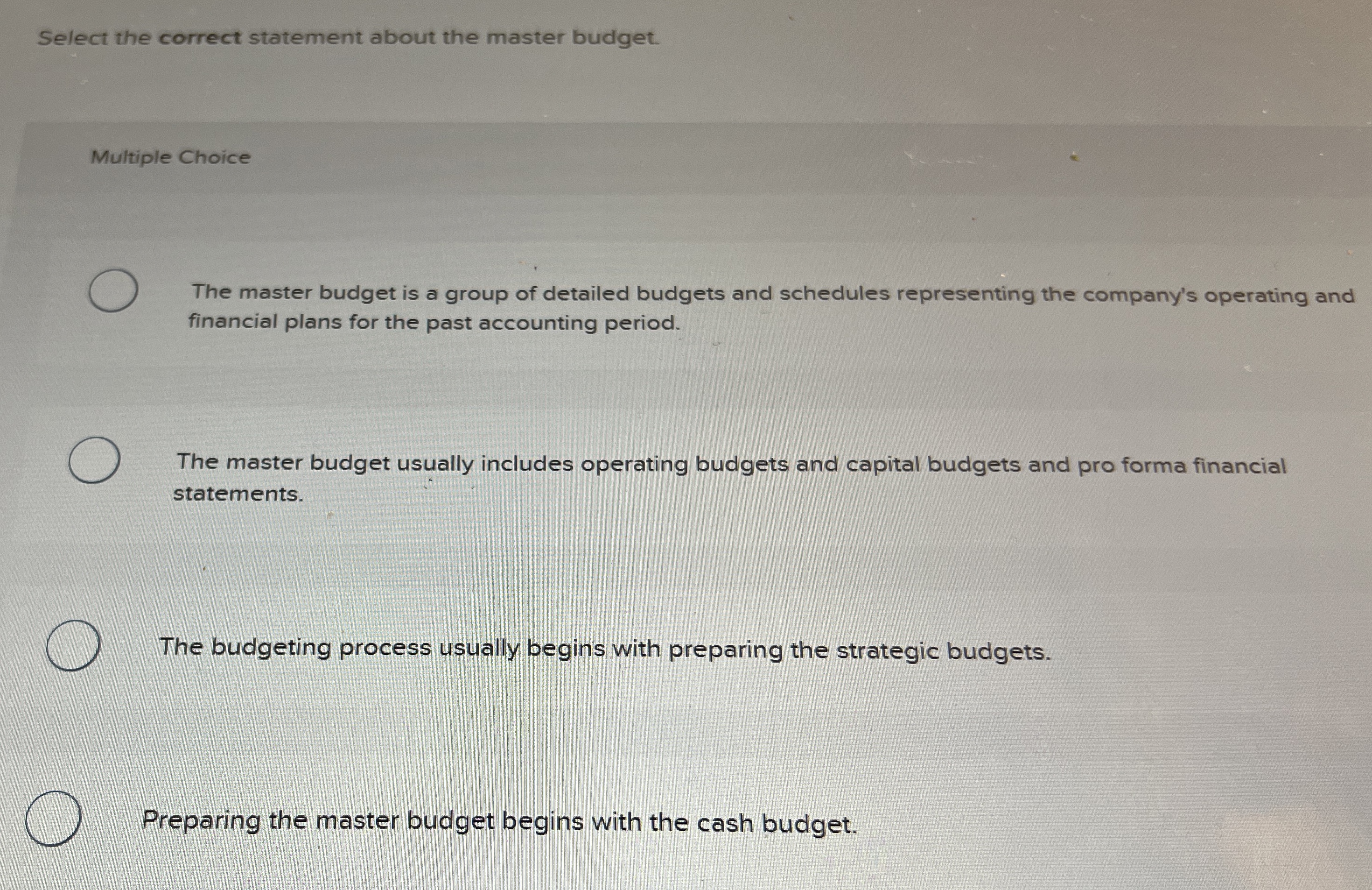 Select the correct statement about the master