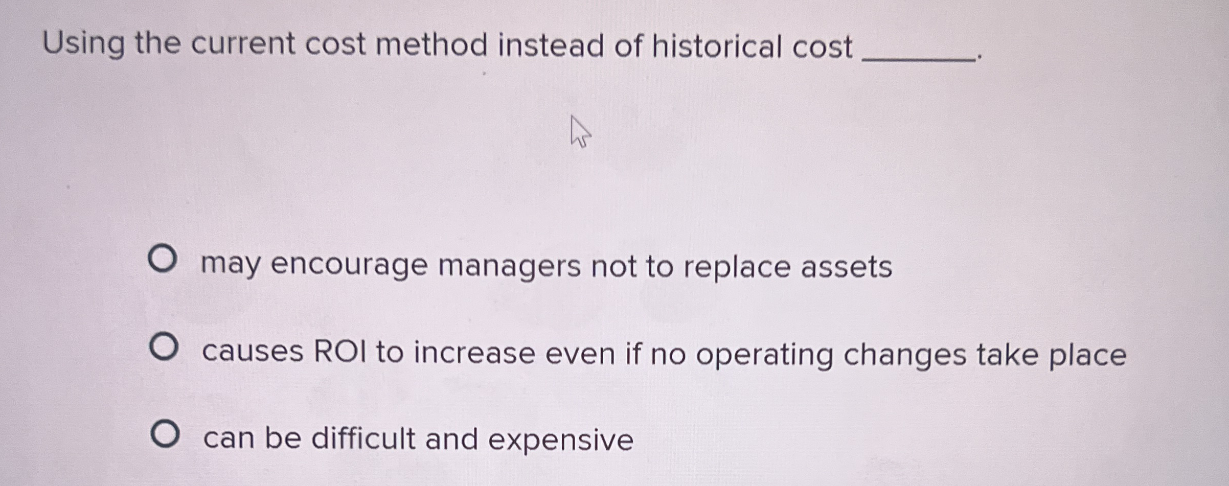 Using the current cost method instead of