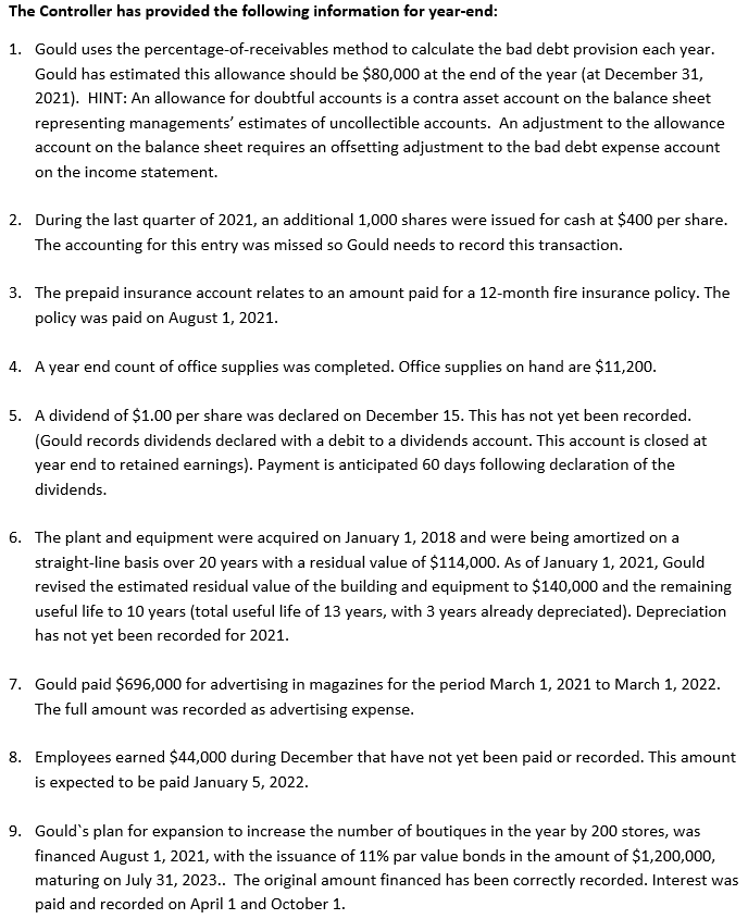 \fThe Controller has provided the following