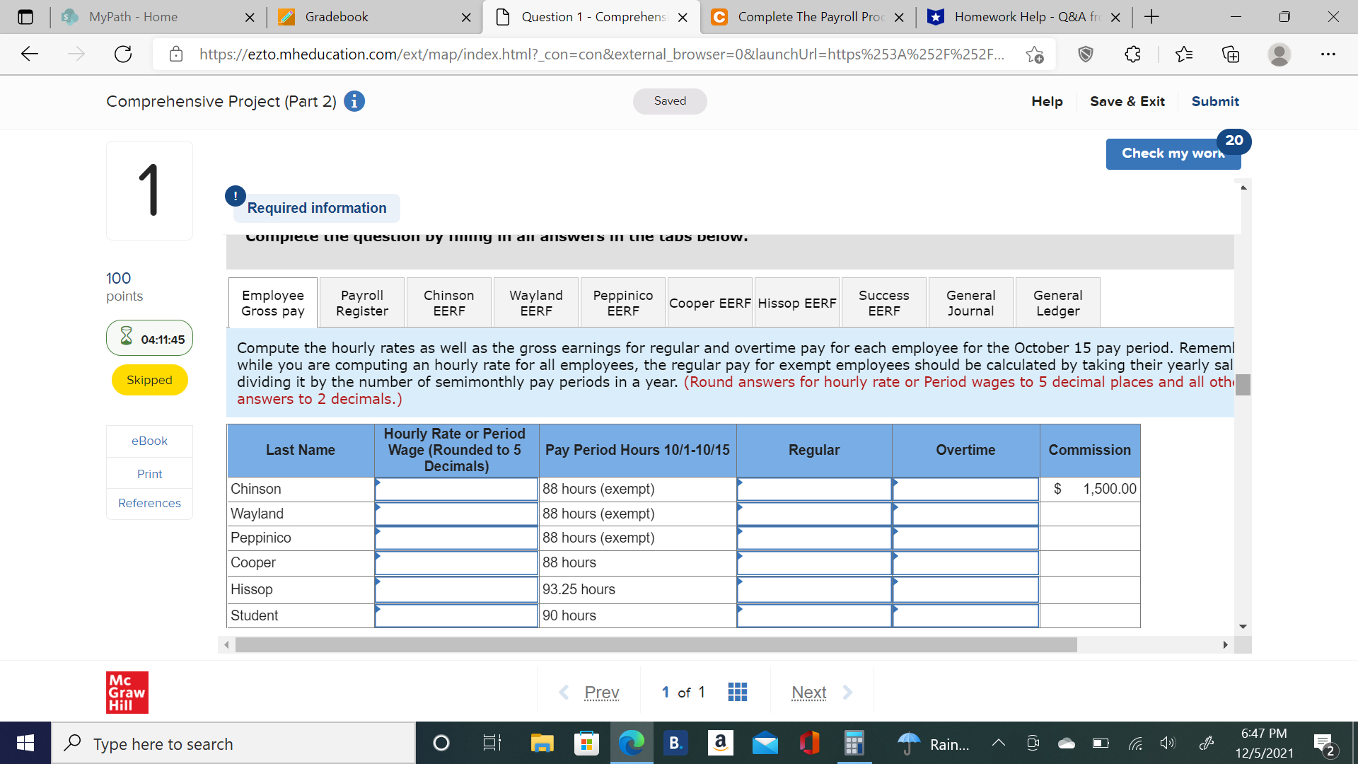 S MyPath - Home X Gradebook X Question 1 -