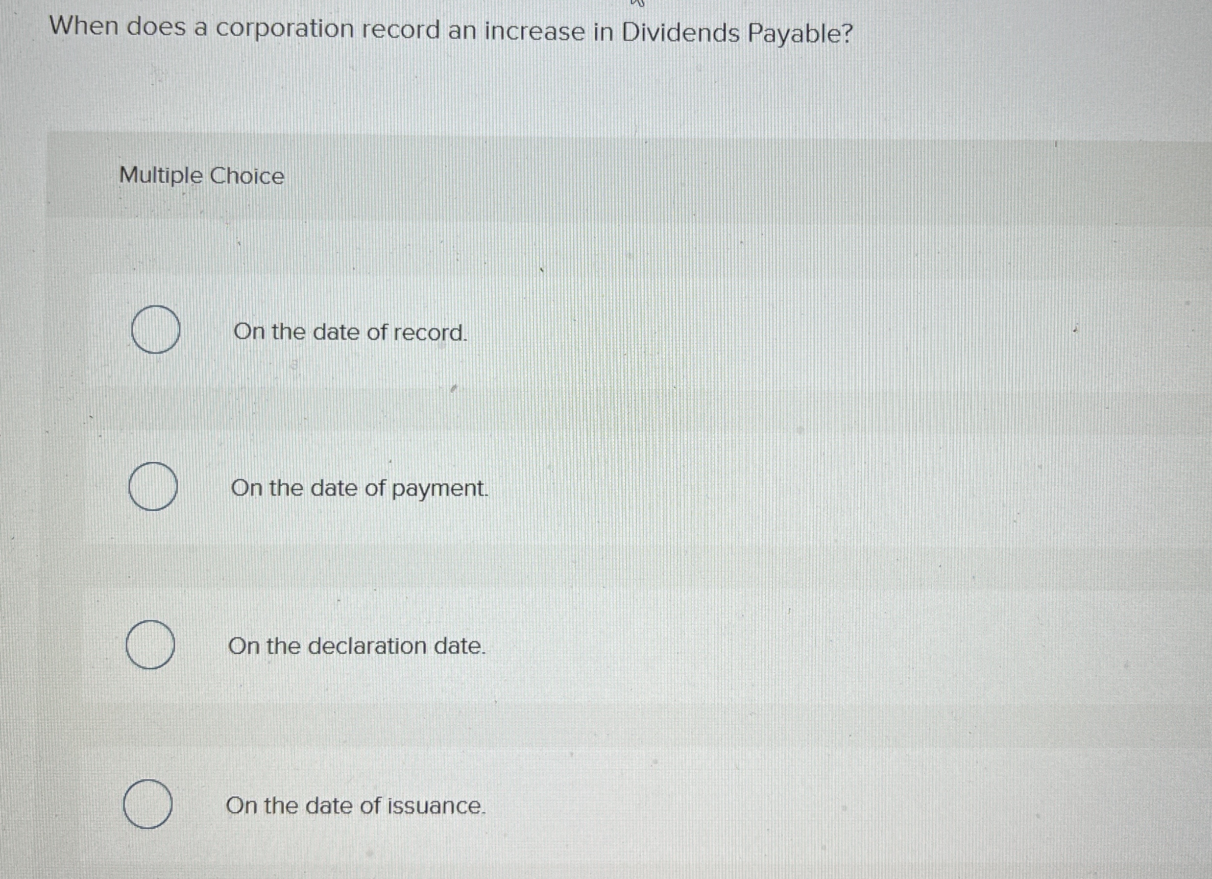 When does a corporation record an increase in