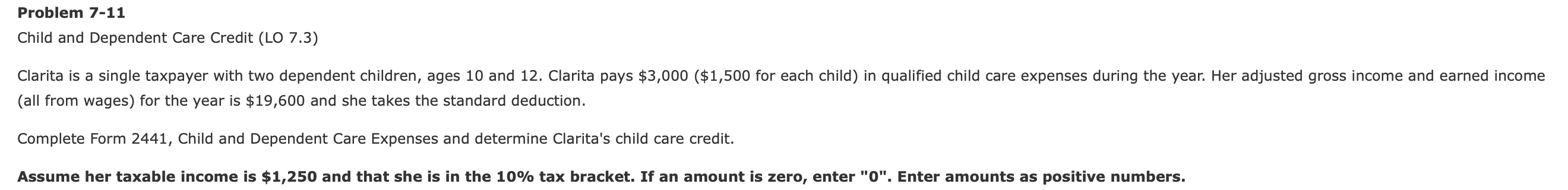Problem 7-11 Problem 7-11 Child and Dependent