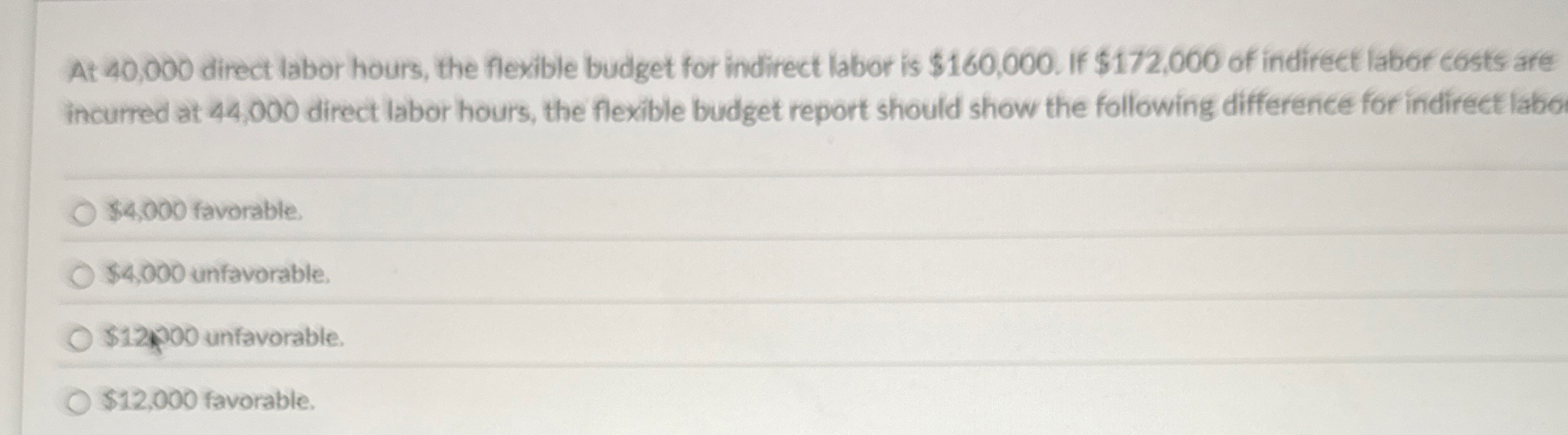 At 4 0 , 0 0 0 direct labor hours, the flexible