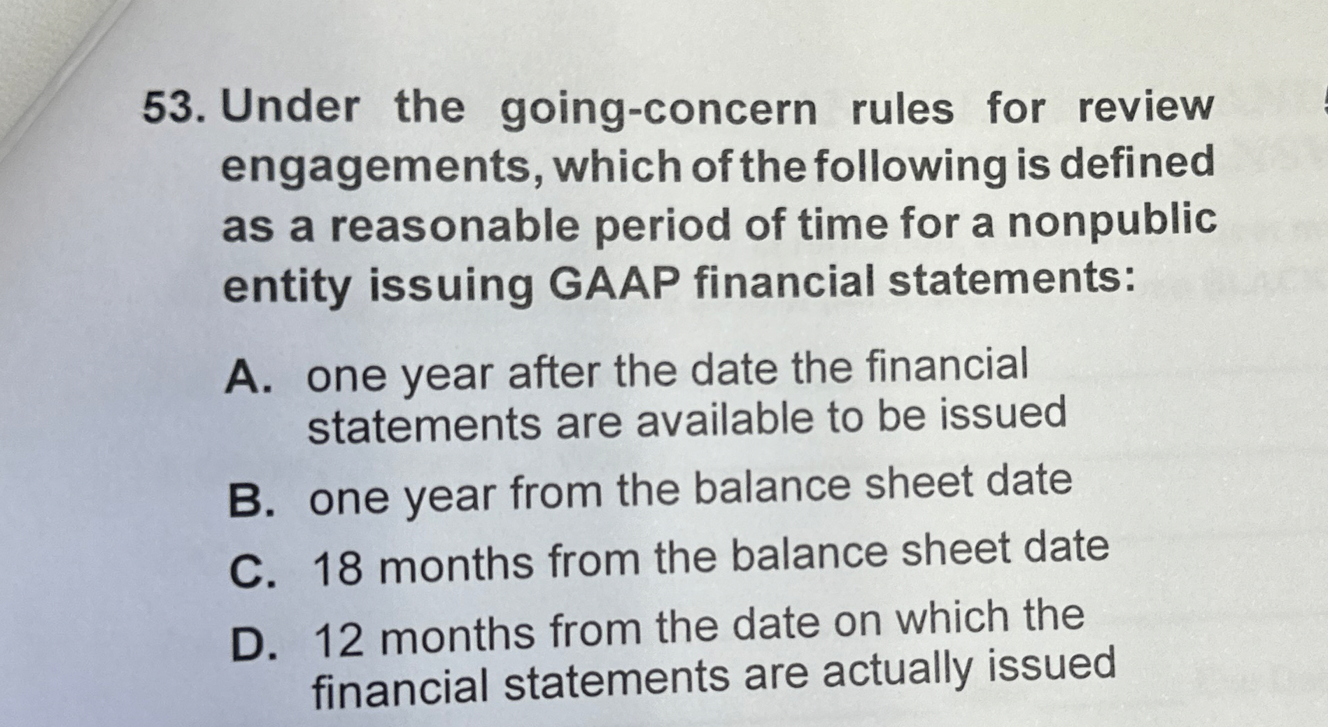 Under the going - concern rules for review