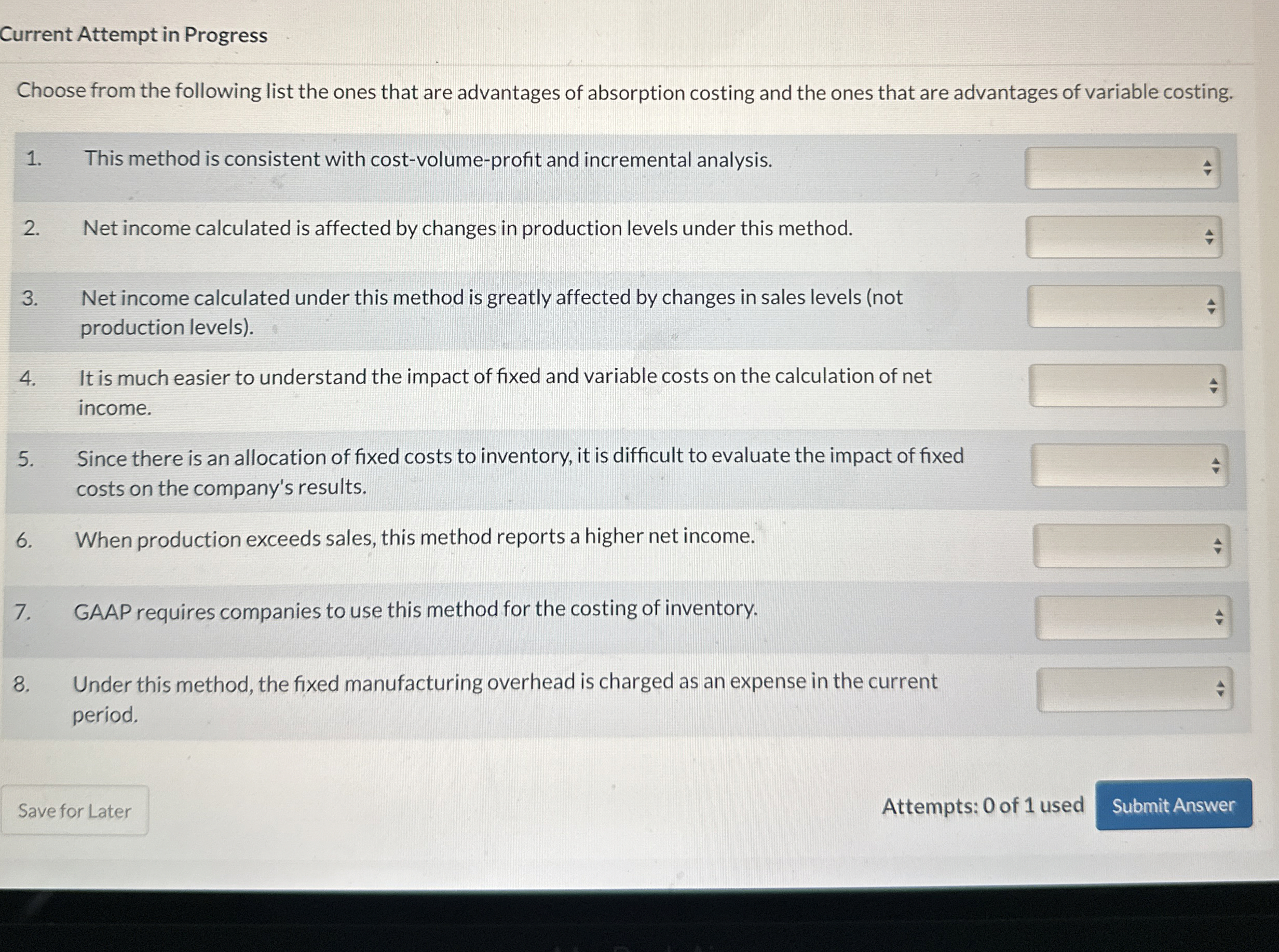 Current Attempt in Progress Choose from the