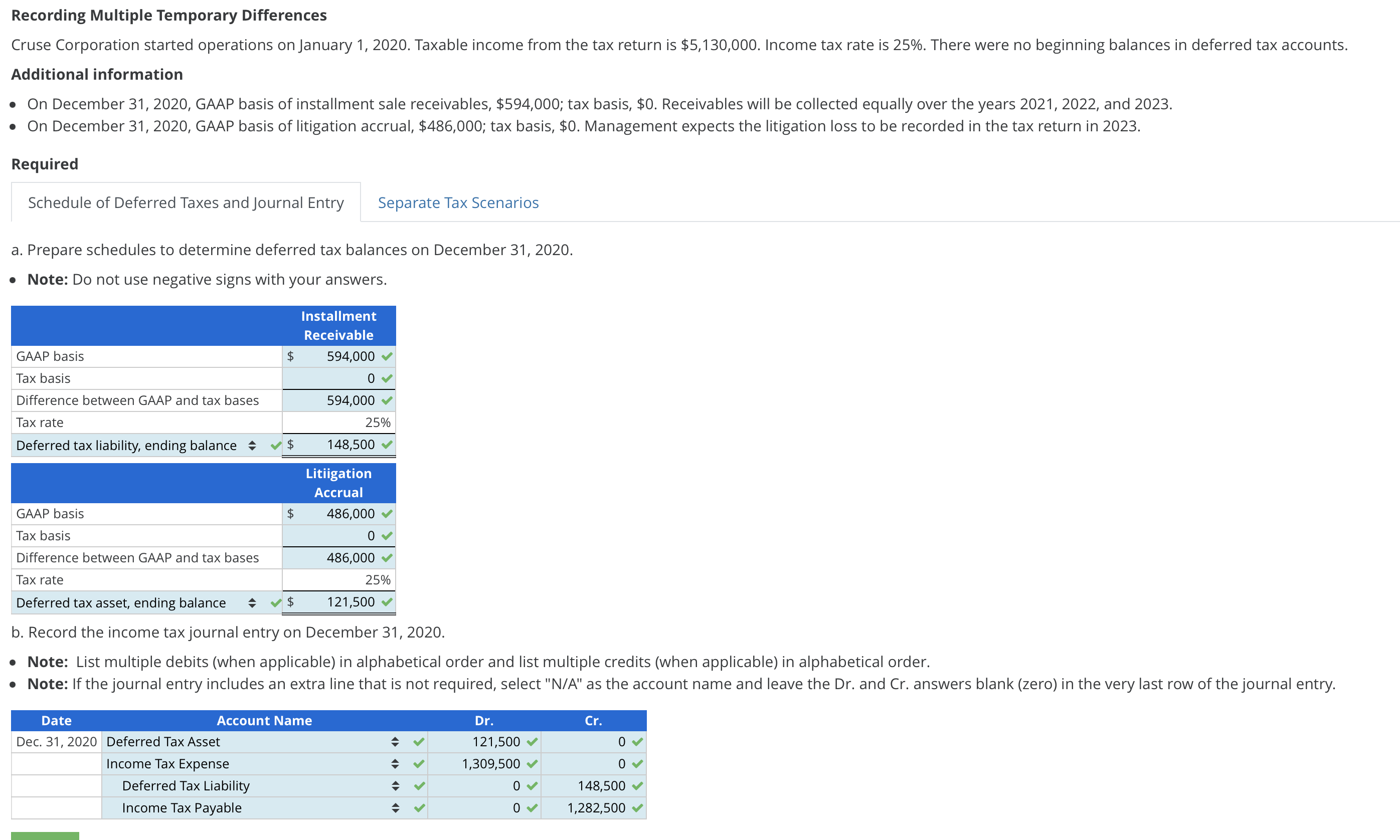Recording Multiple Temporary Differences Cruse