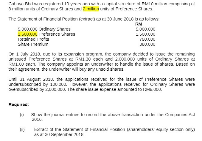 Cahaya Bhd was registered 10 years ago with a