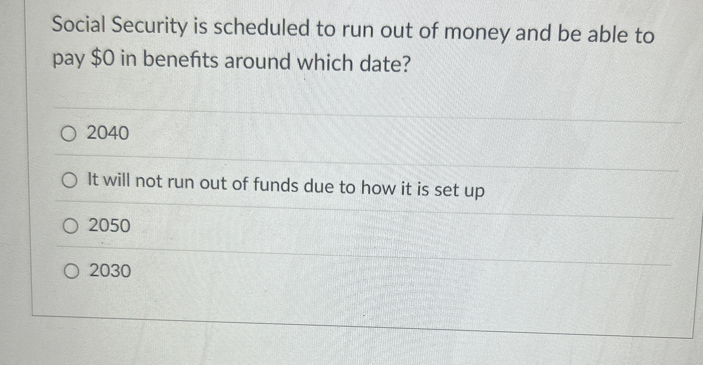 Social Security is scheduled to run out of money