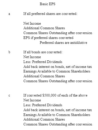 Basic EPS If all preferred shares are converted: