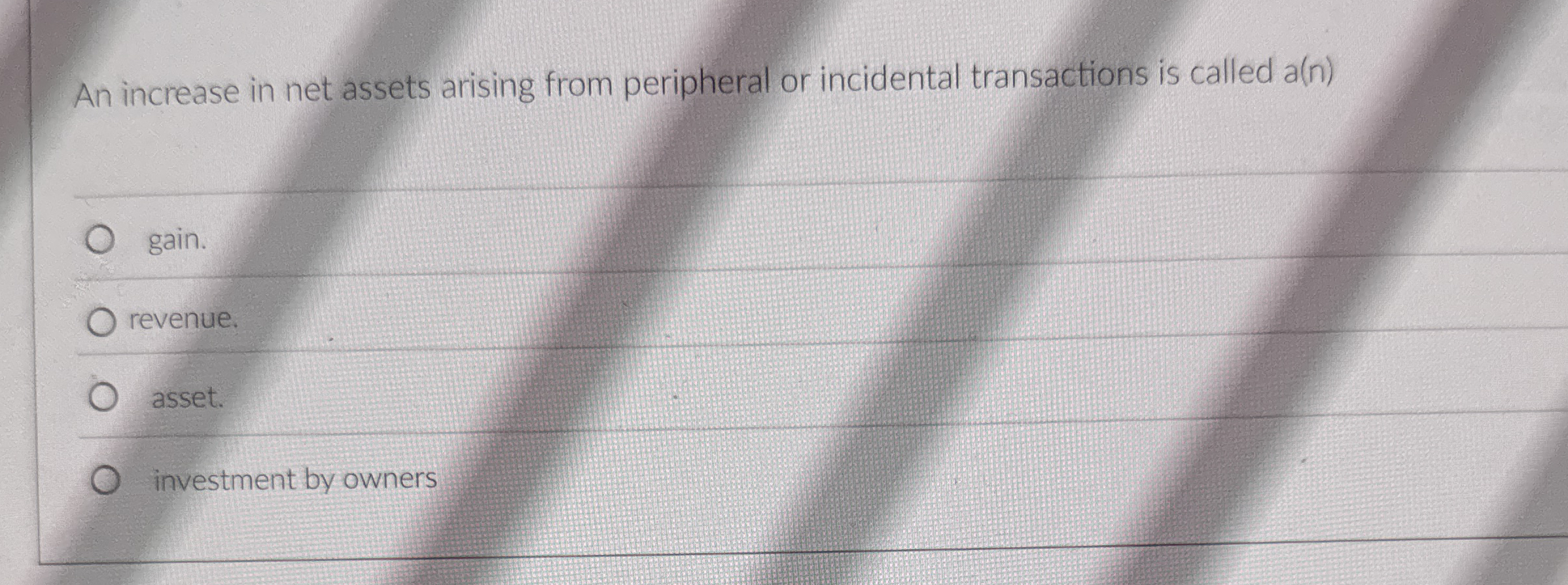 An increase in net assets arising from peripheral
