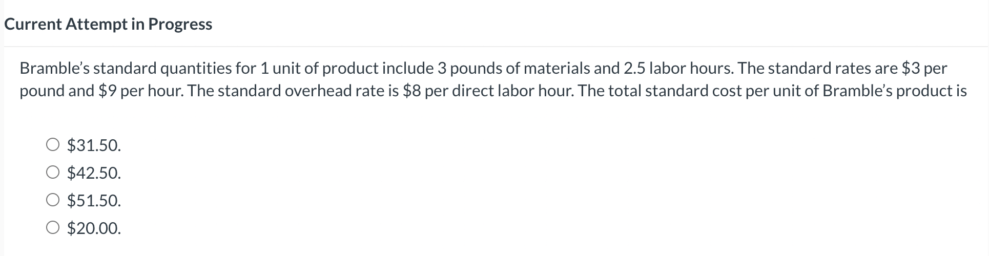 Current Attempt in Progress Bramble's standard