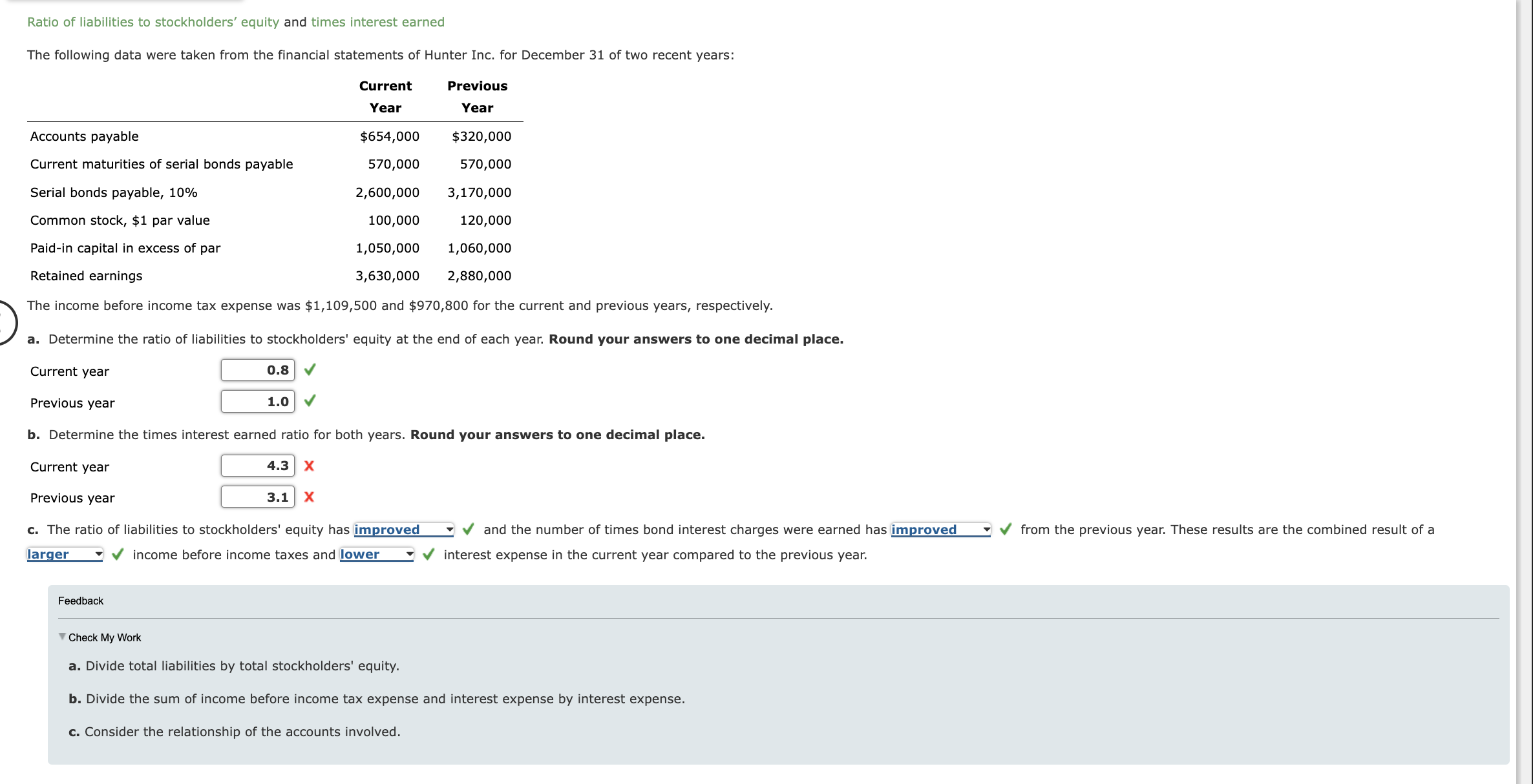 Ratio of liabilities to stockholders' equity and