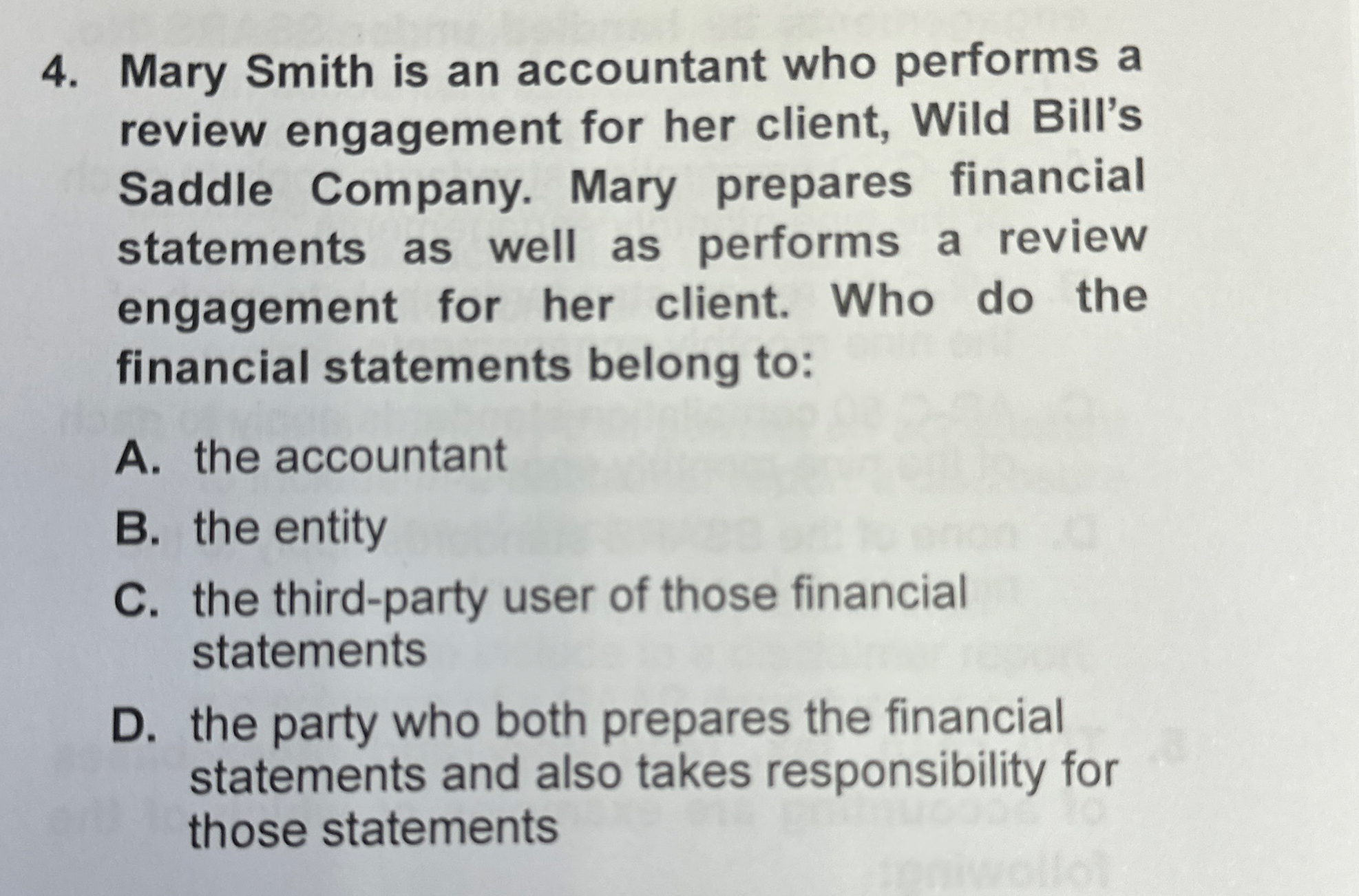 Mary Smith is an accountant who performs a review