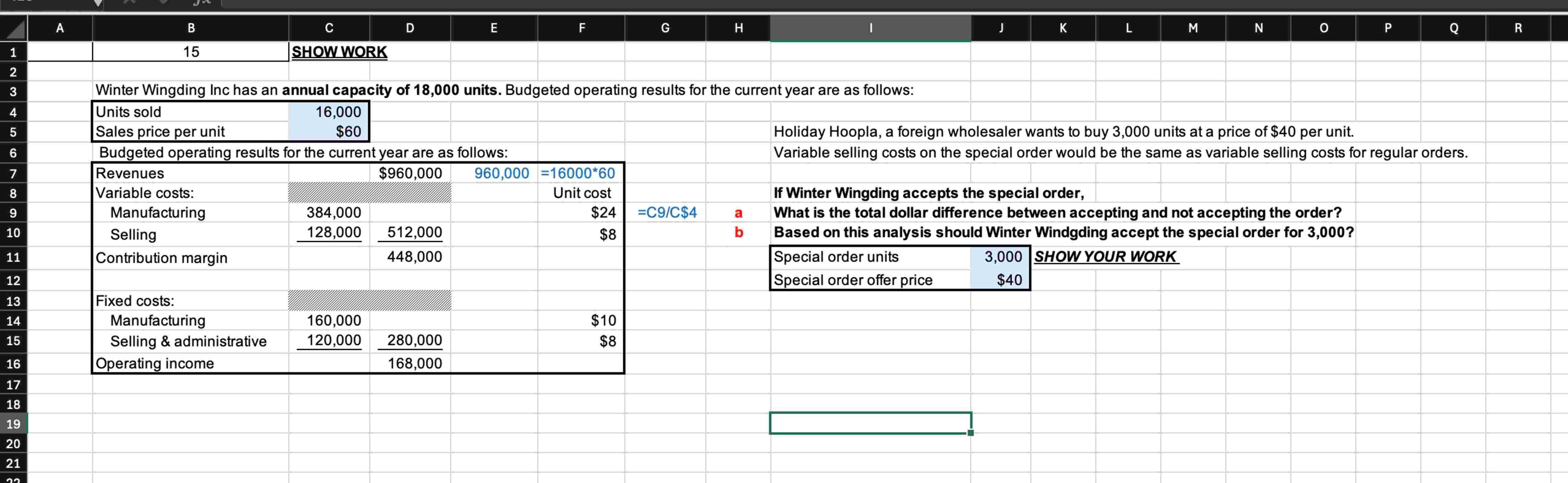 If Winter Wingding accepts the special order, a