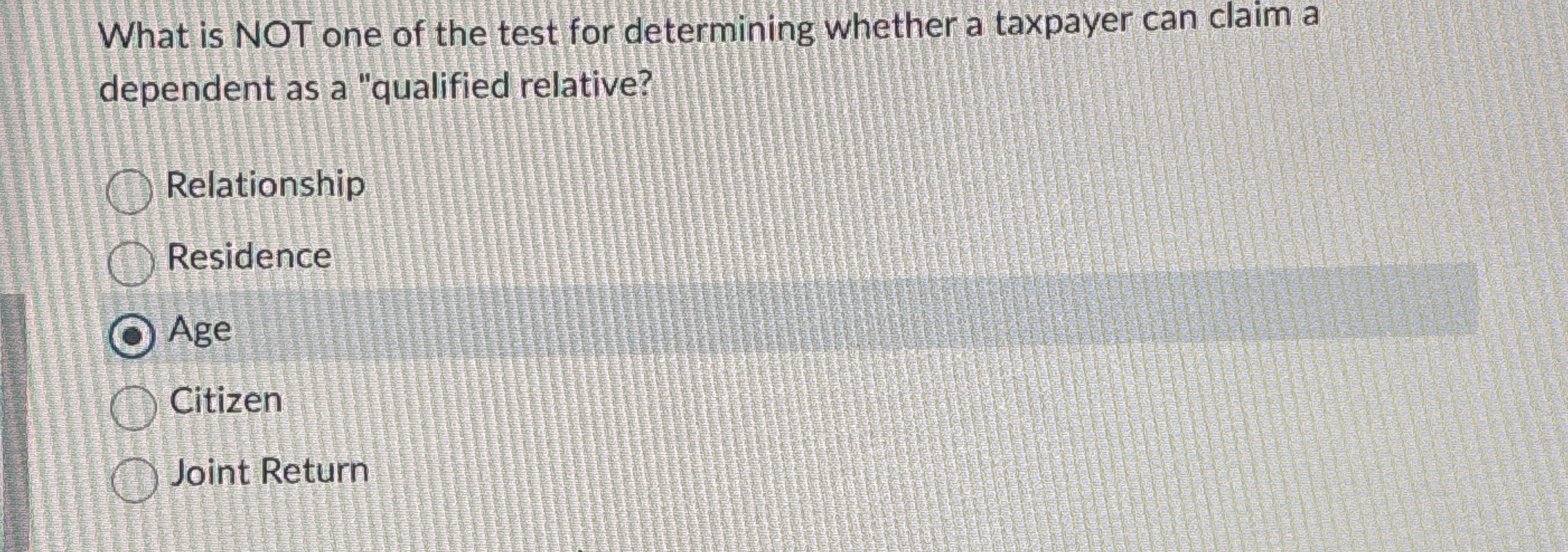 What is NOT one of the test for determining