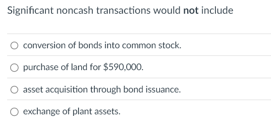 Significant noncash transactions would not