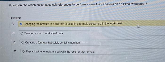 3 Question 36: Which action uses cell references