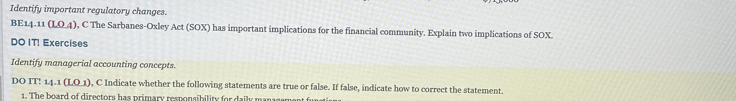 Identify important regulatory changes. BE 1 4 - 1