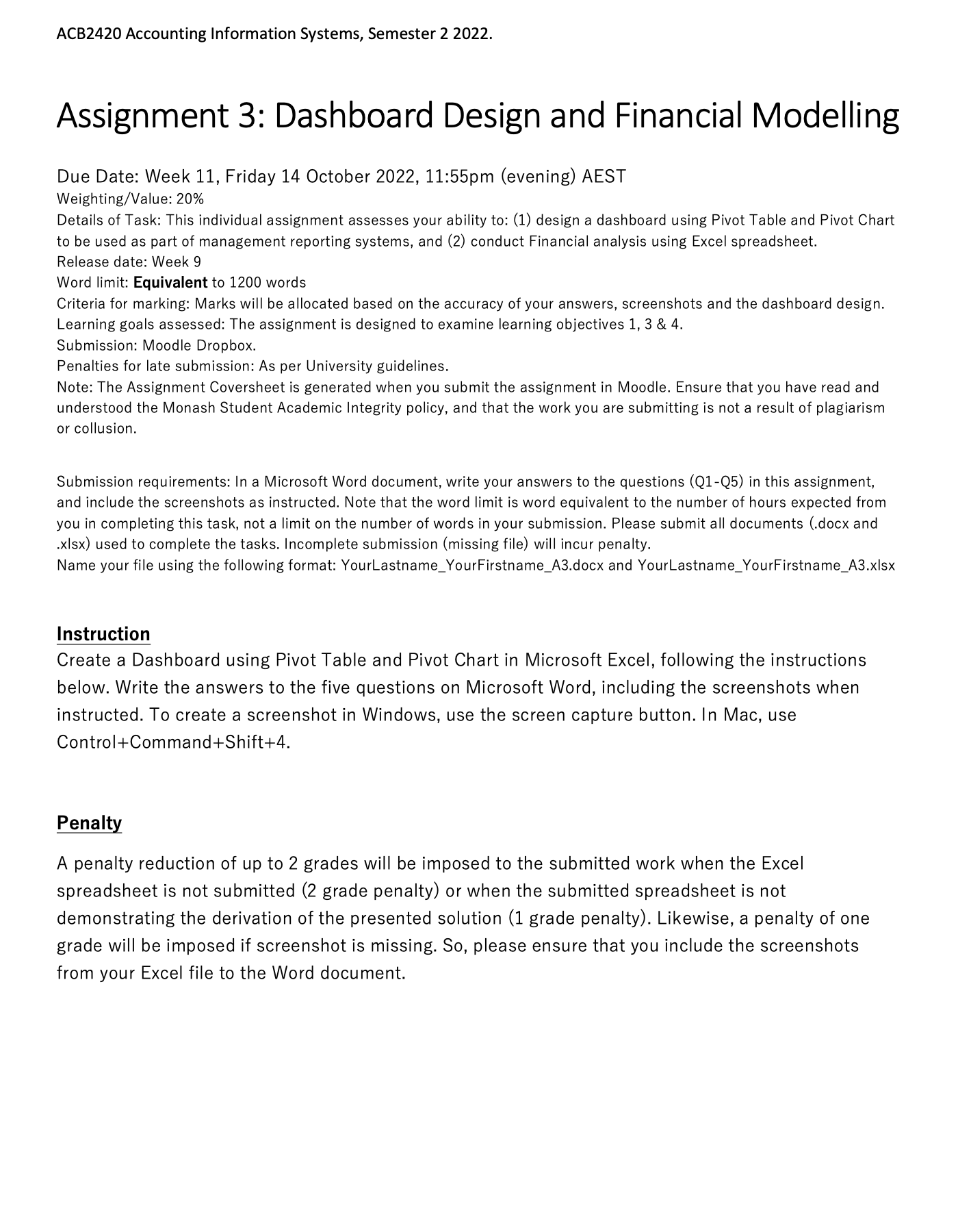 ACBZ420 Accounting Information Systems, Semester