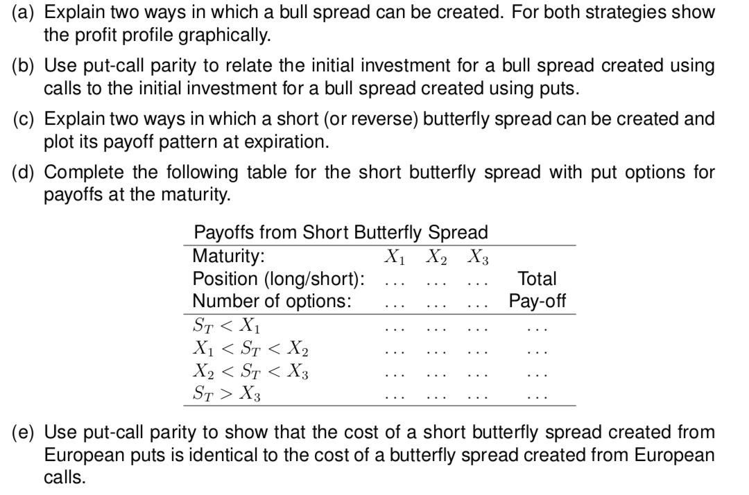 ( a ) Explain two ways in which a bull spread can