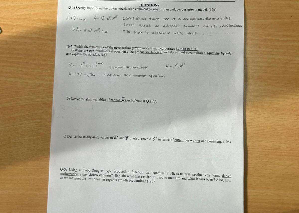 QUESTIONS Q - 1 : Specify and explain the Lucas