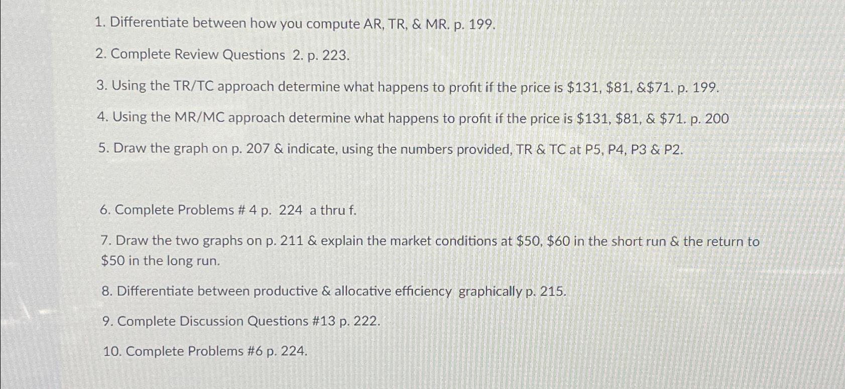 Differentiate between how you compute AR , TR , &