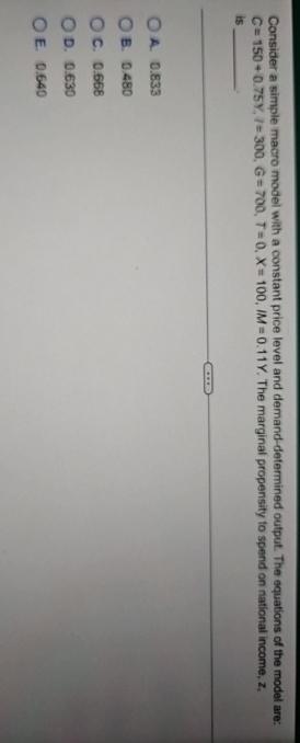 Consider a simple macro model with a constant