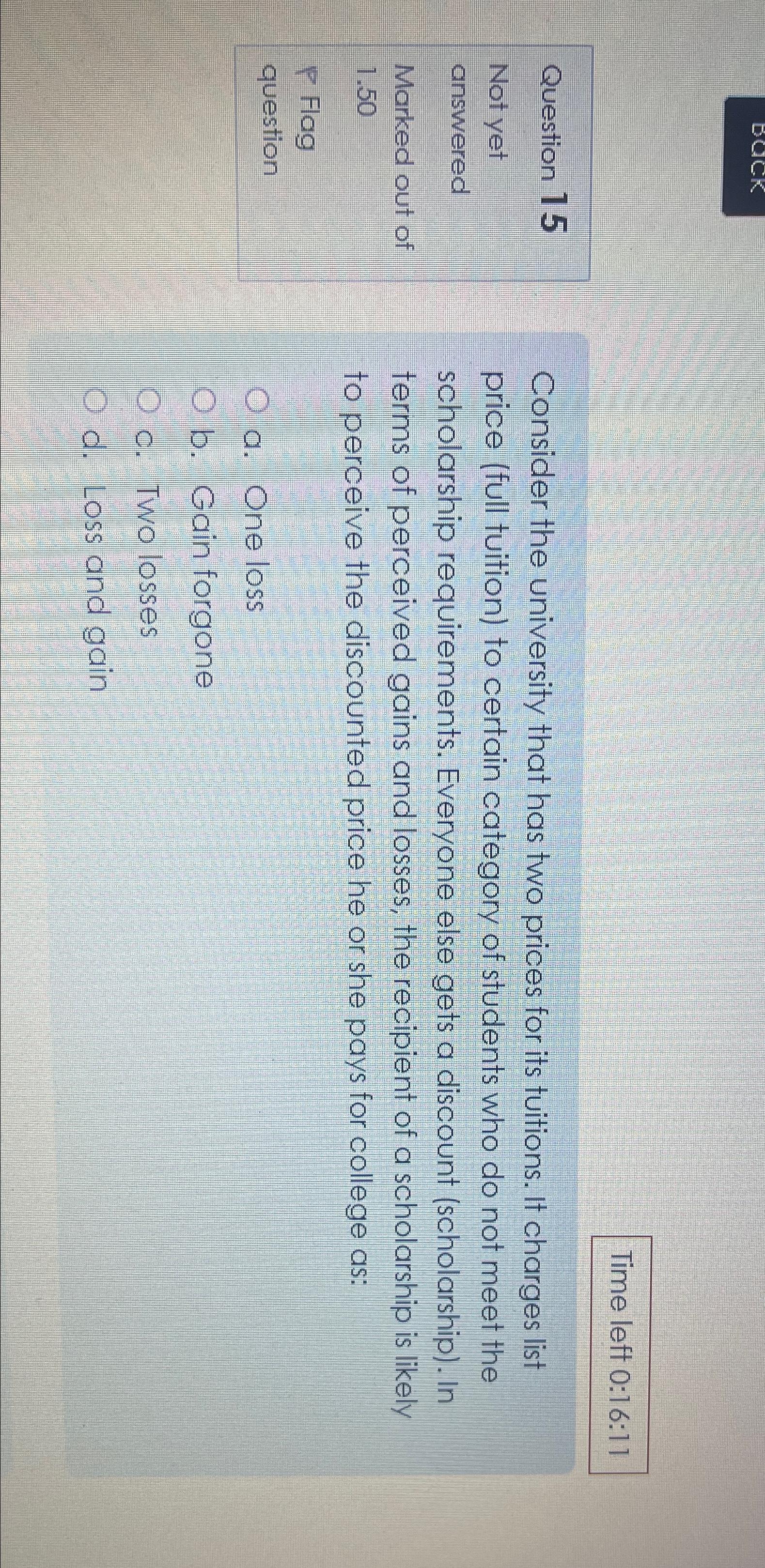 Time left 0 : 1 6 : 1 1 Question 1 5 Not yet