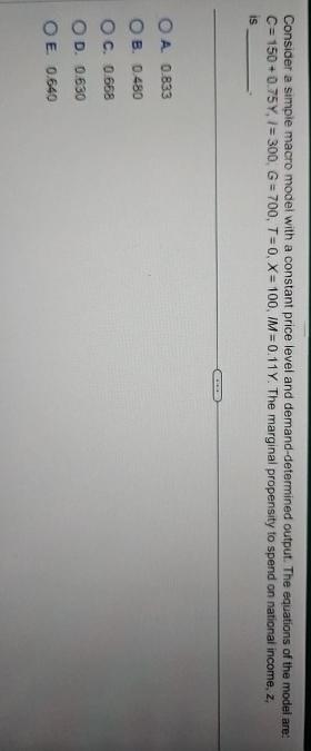 Consider a simpie macro model with a constant