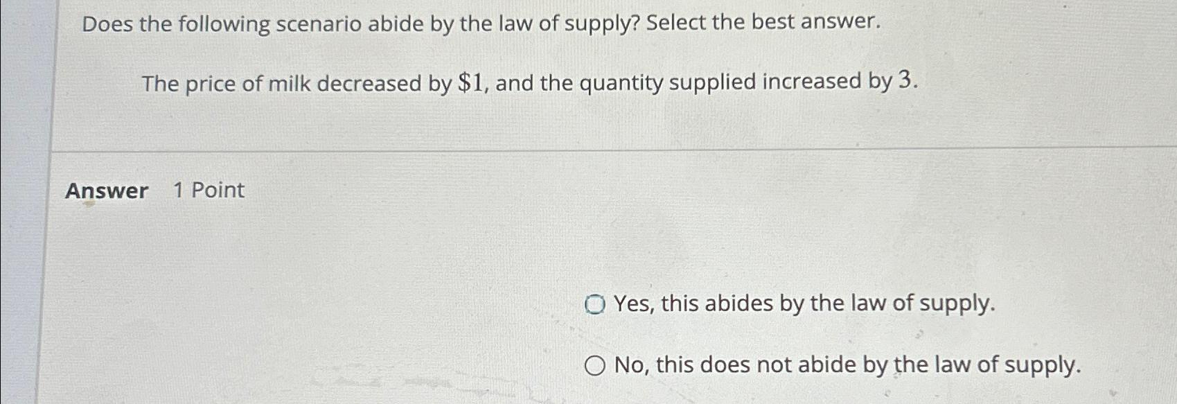 Does the following scenario abide by the law of