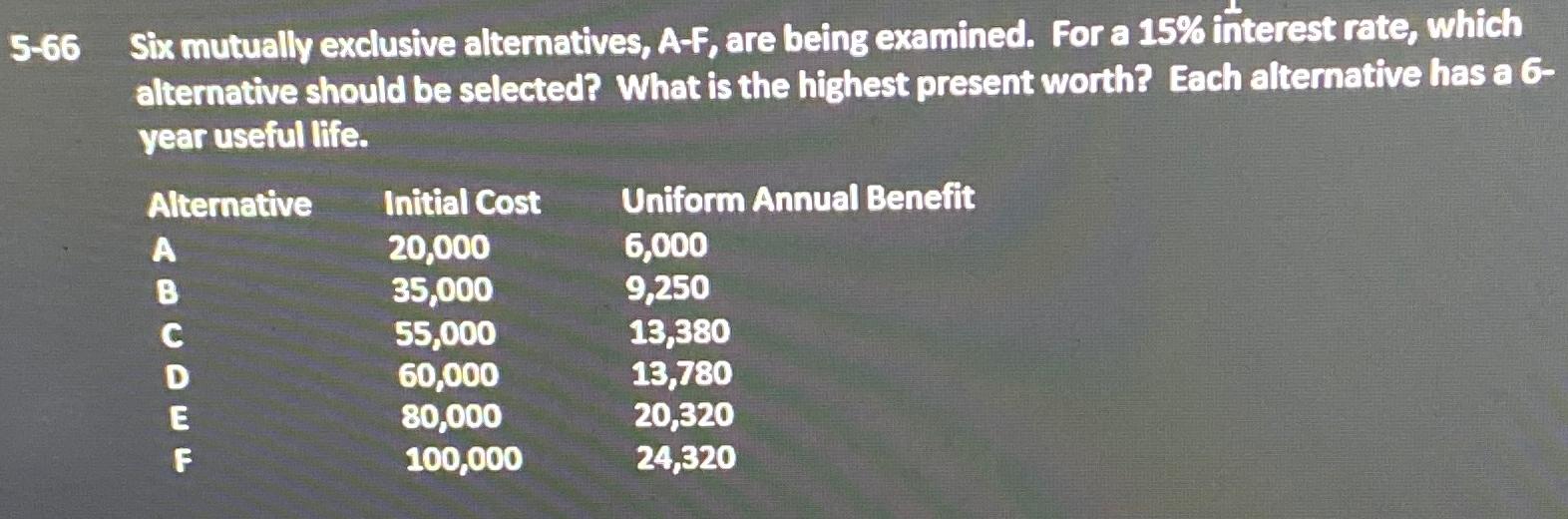 5 - 6 6 Six mutually exclusive alternatives, A -