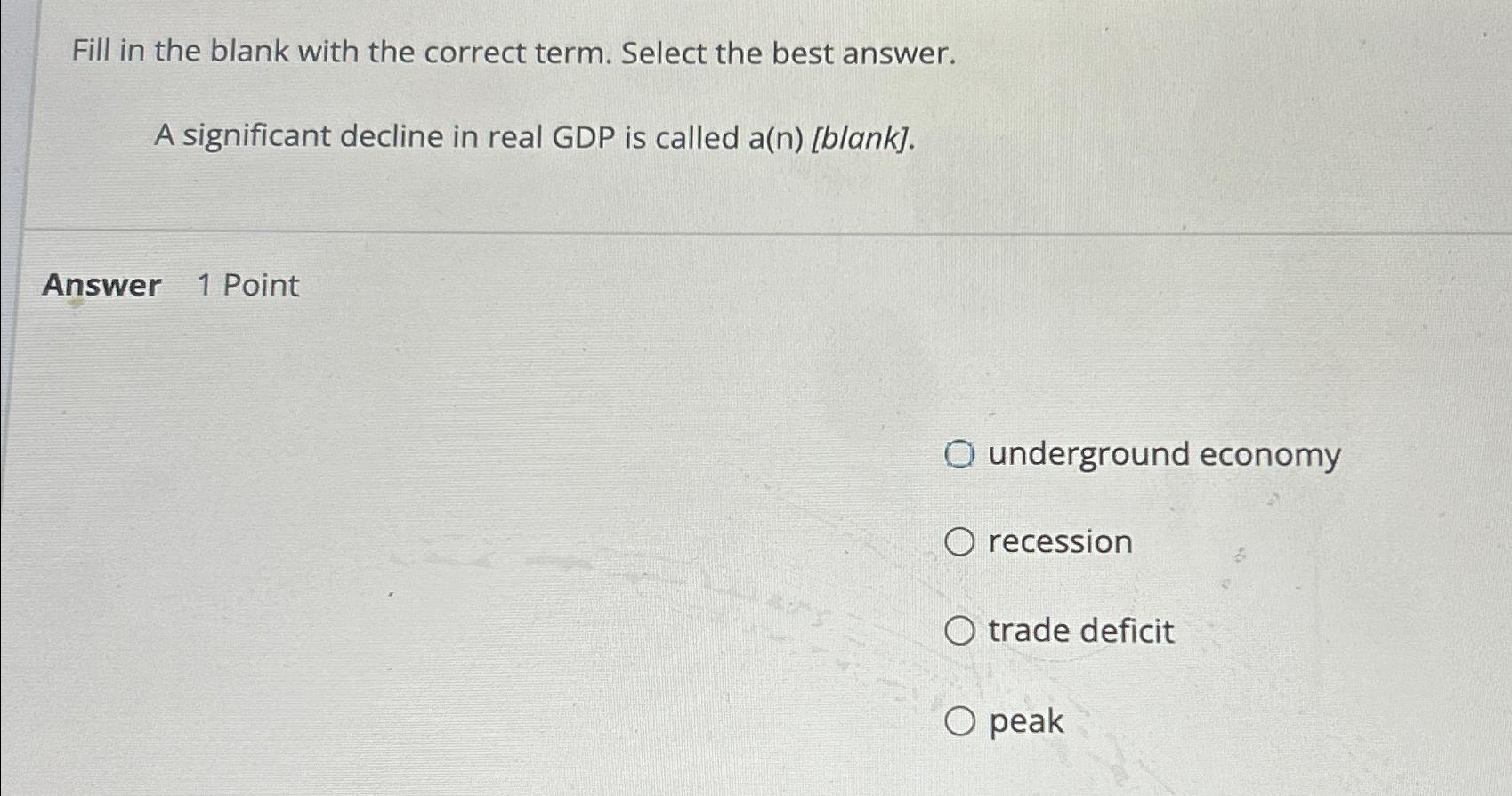 Fill in the blank with the correct term. Select