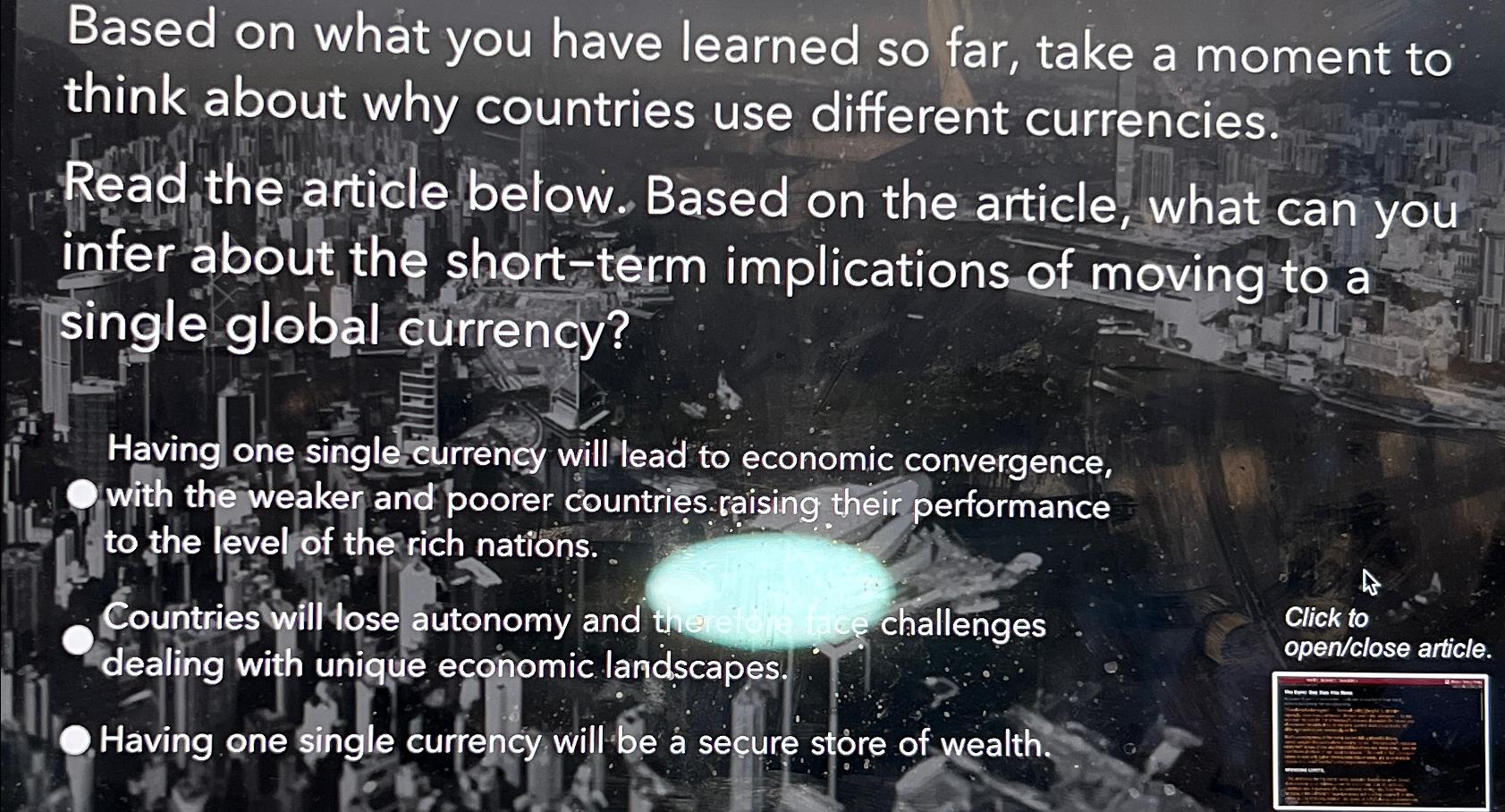 Based on what you have learned so far, take a