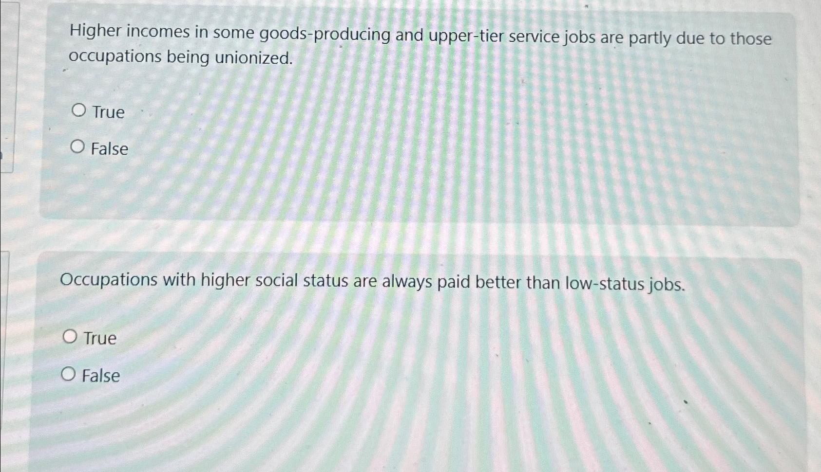Higher incomes in some goods - producing and