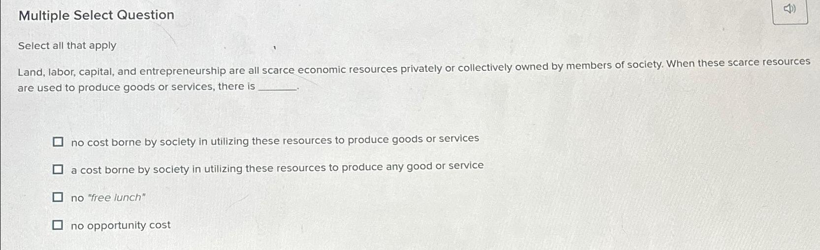 Multiple Select Question Select all that apply