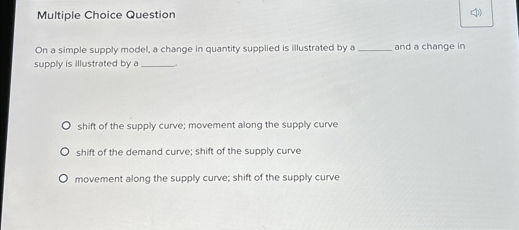 Multiple Choice Question On a simple supply