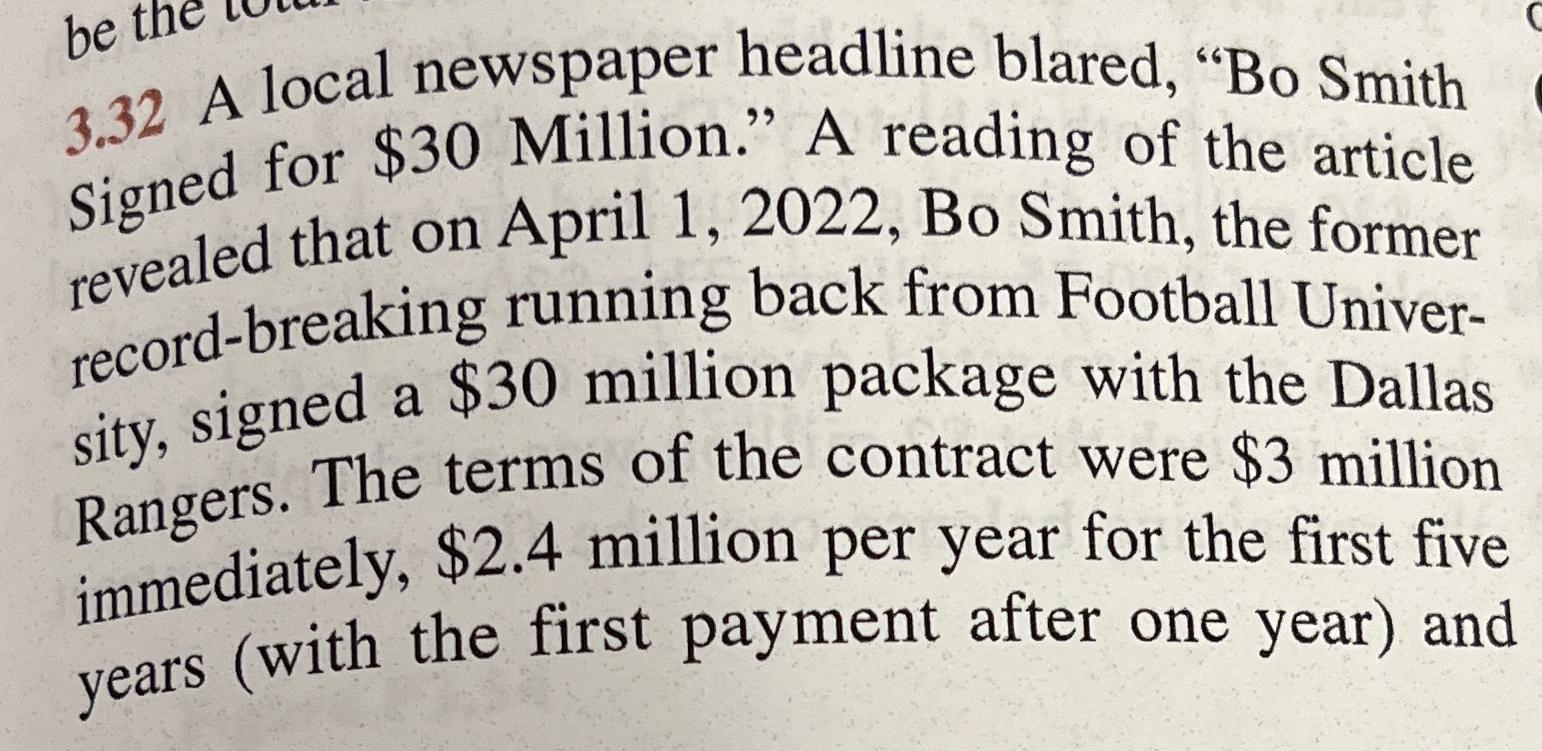 3 . 3 2 A local newspaper headline blared, " Bo