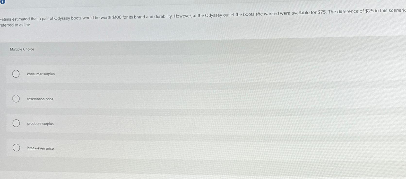 Fatima estimated that a pair of Odyssey boots