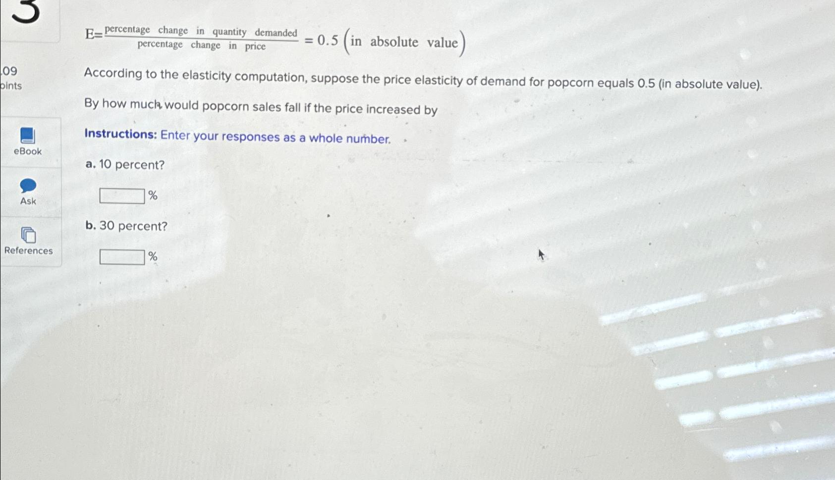 E = p e r c e n t a g e c h a n g e i n q u a n t