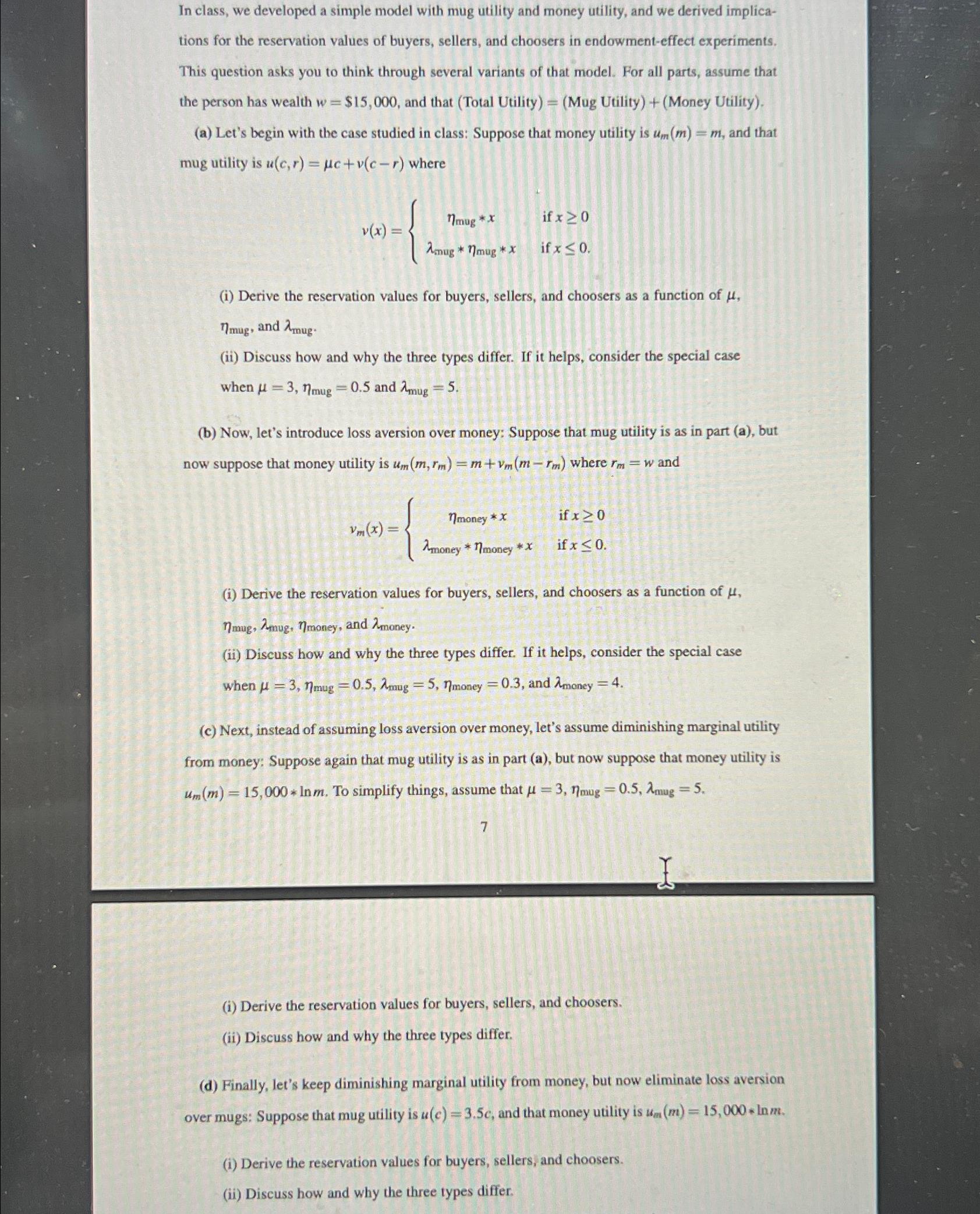In class, we developed a simple model with mug