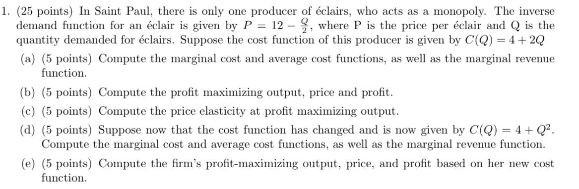 ( 2 5 points ) In Saint Paul, there is only one