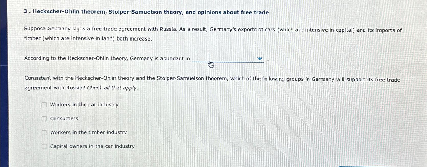 Heckscher - Ohlin theorem, Stolper - Samuelson