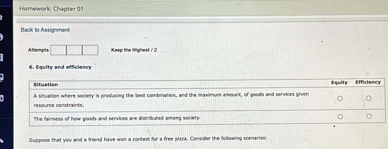 Homework: Chapter 0 1 Back to Assignment Attempts