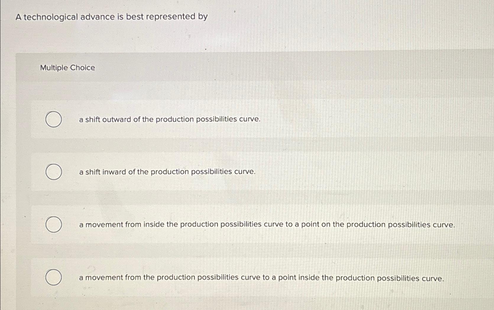 A technological advance is best represented by