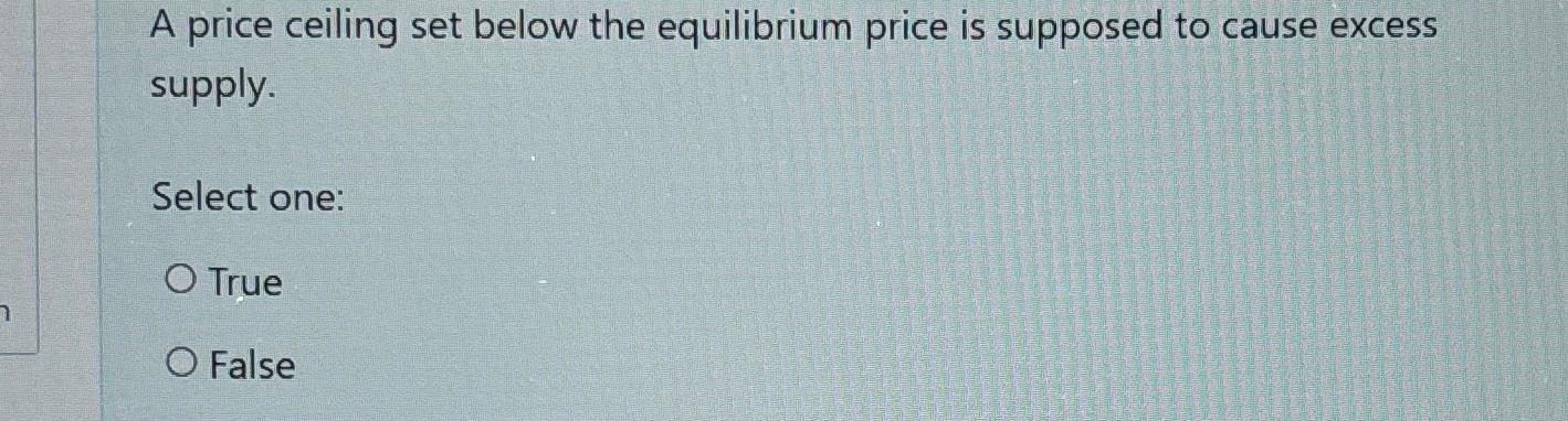 A price ceiling set below the equilibrium price