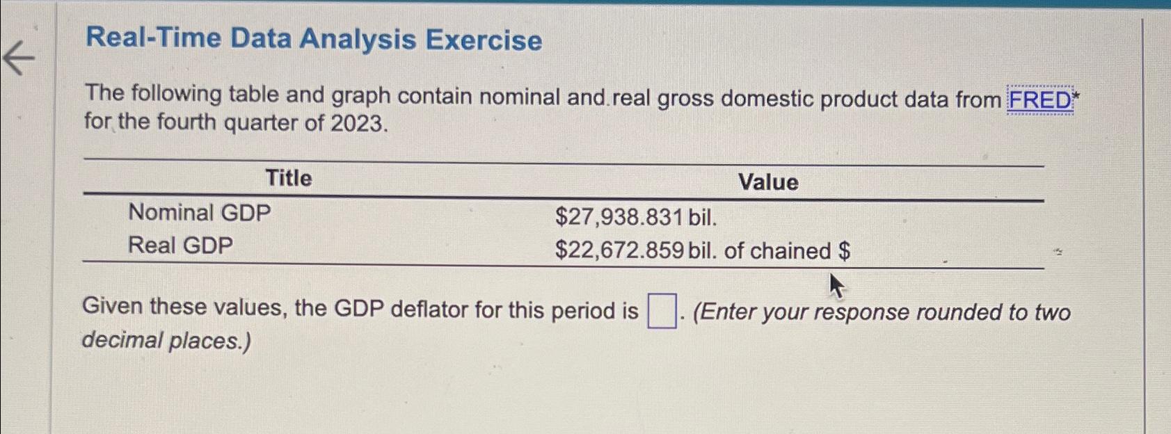 Real - Time Data Analysis Exercise The following