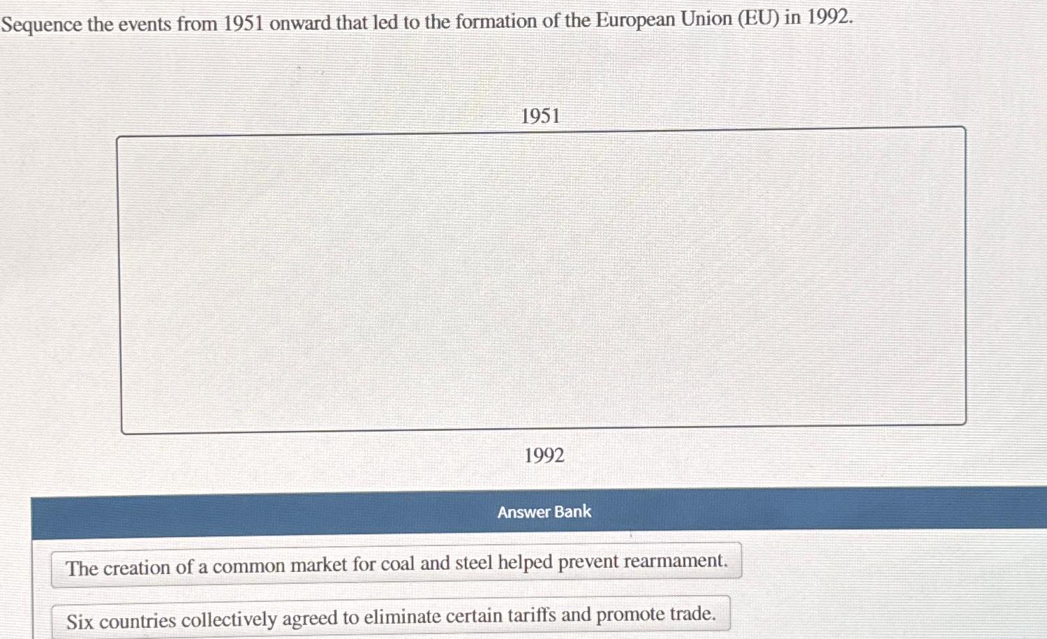 Sequence the events from 1 9 5 1 onward that led