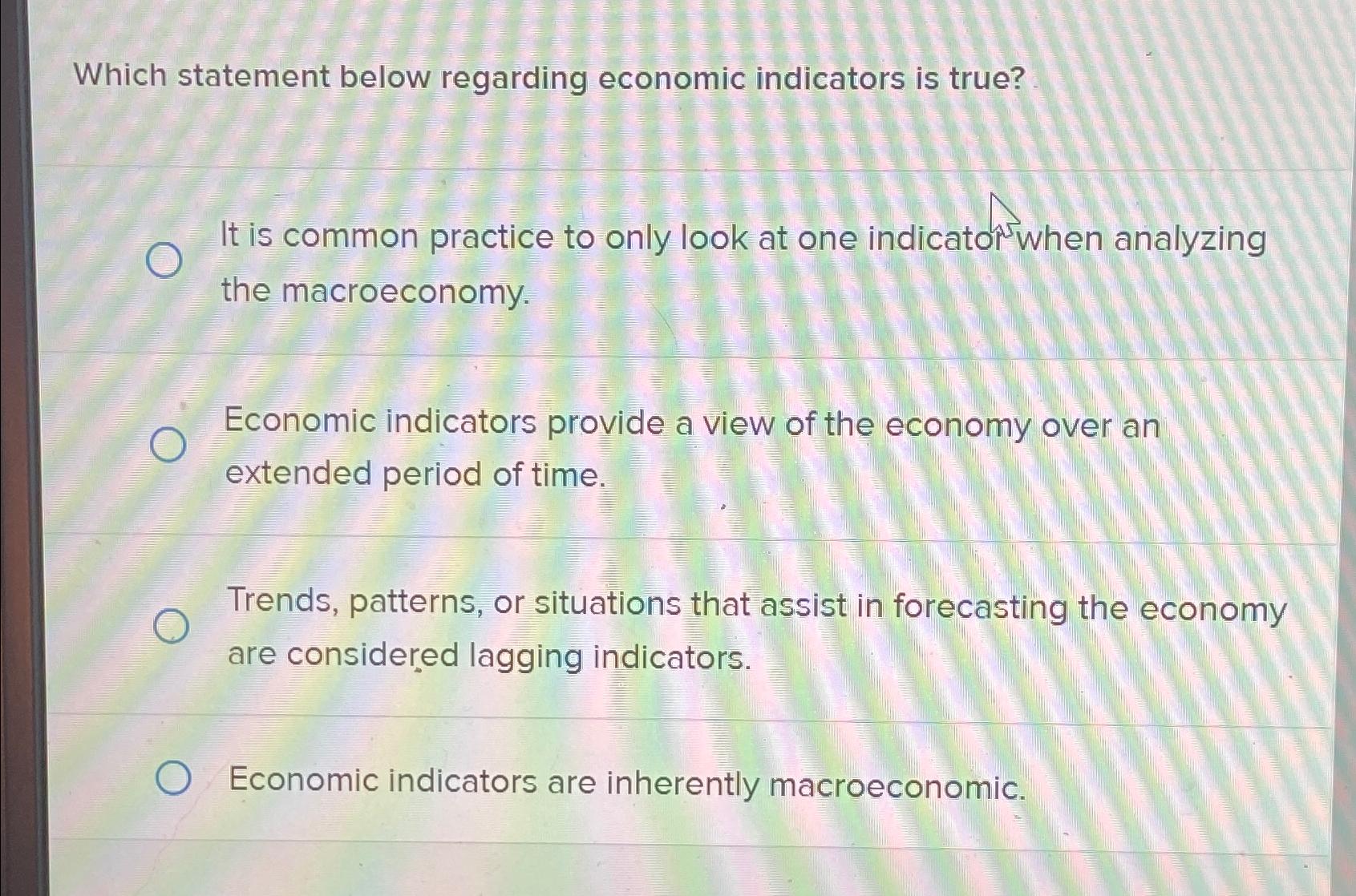 Which statement below regarding economic